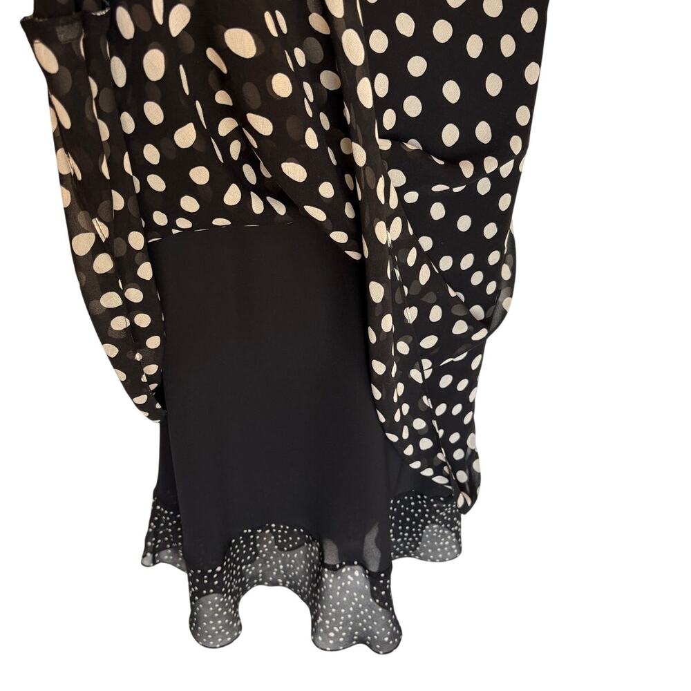 Cynthia Howie Vintage Silk Polka Dot Bias Cut Layered Midi Dress with Tie size 6 - Picture 11 of 13